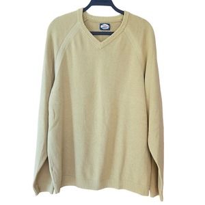 Tommy Bahama Mens V-Neck Cotton Sweater Yellow Green Siz l/XL Oversized dadcore